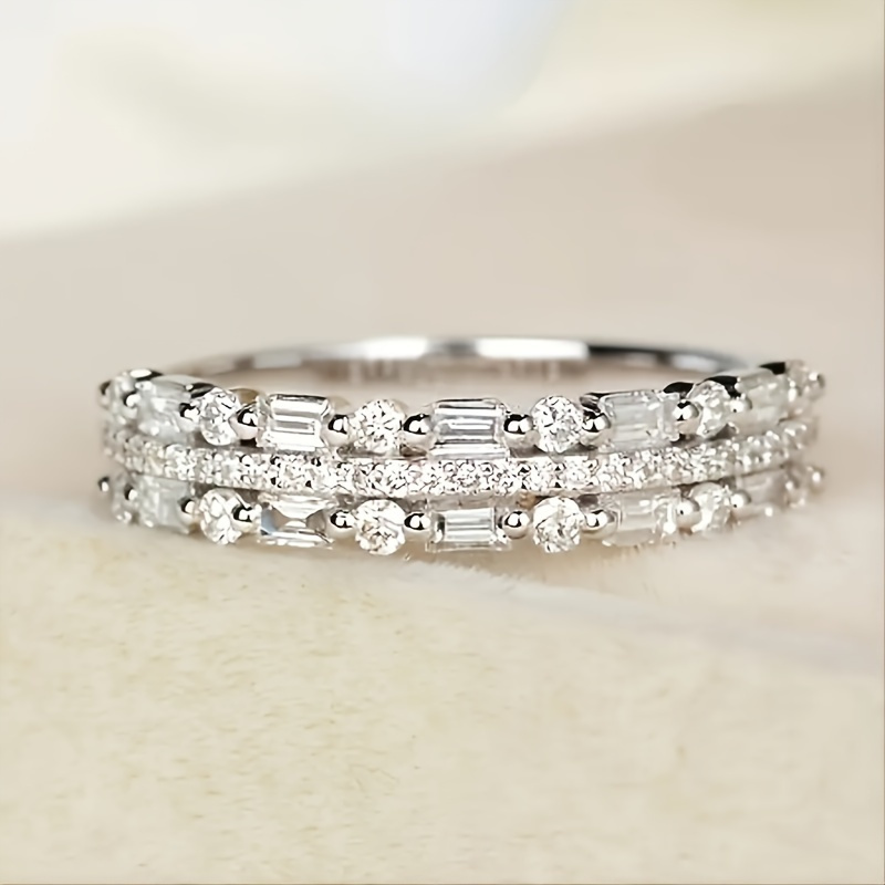 Holiday Charm Triple Layer CZ Copper Ring for Women Stackable
